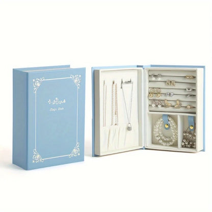 Boîte à Bijoux Livre ouvert bleu