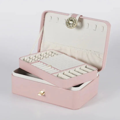 boite à bijoux cuir rose ouvert